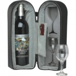 Wine Travel Case with Two 5 oz. Rim-Full Glasses